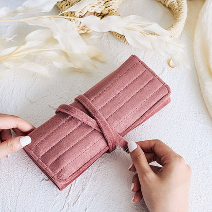 Velvet Jewelry Roll-Up Storage Pouch