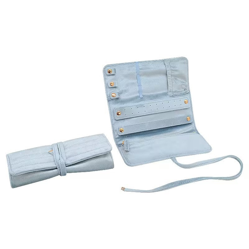 Velvet Jewelry Roll-Up Storage Pouch