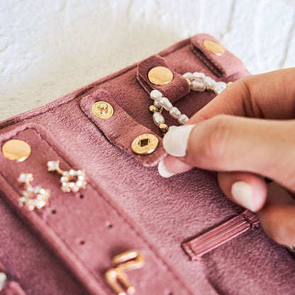 Velvet Jewelry Roll-Up Storage Pouch