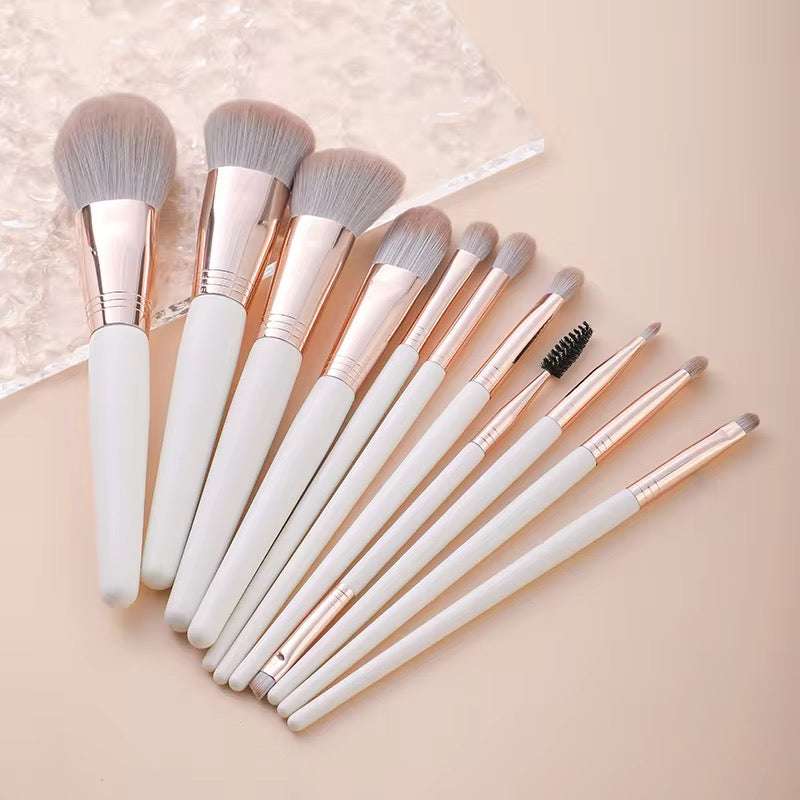 White Gold Makeup Brush Set with Bag
