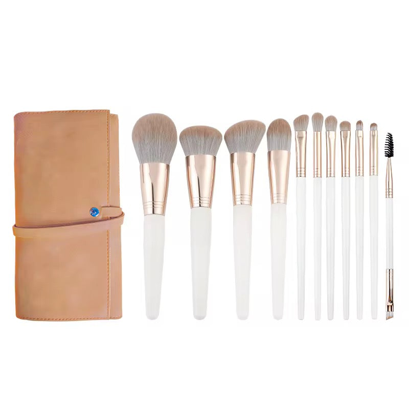 White Gold Makeup Brush Set with Bag