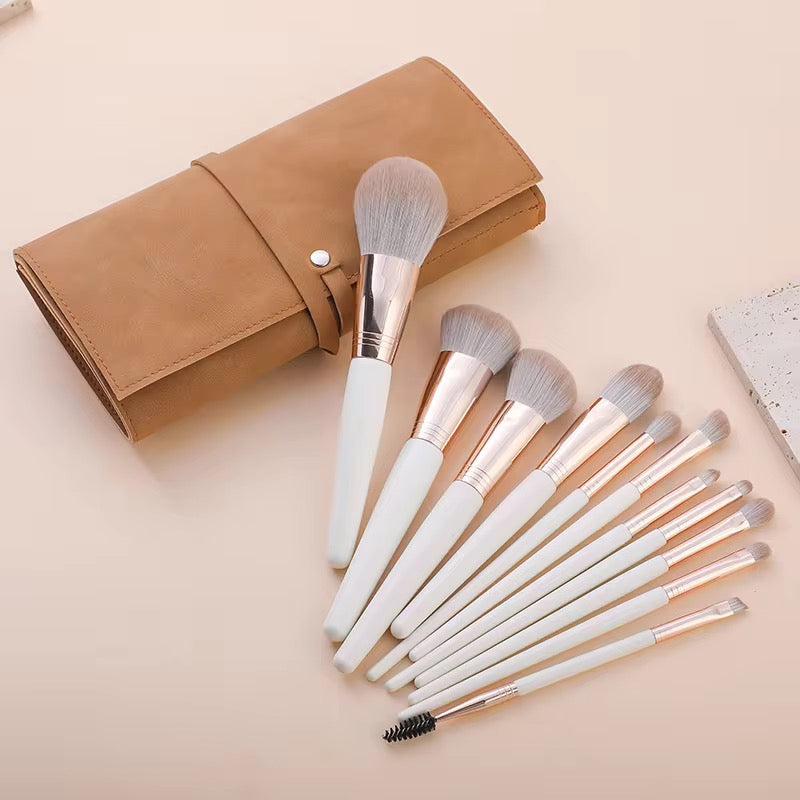 White Gold Makeup Brush Set with Bag