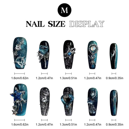 Handmade Black Long Press on Nails for Fingernail DIY Decoration - Pansytracy