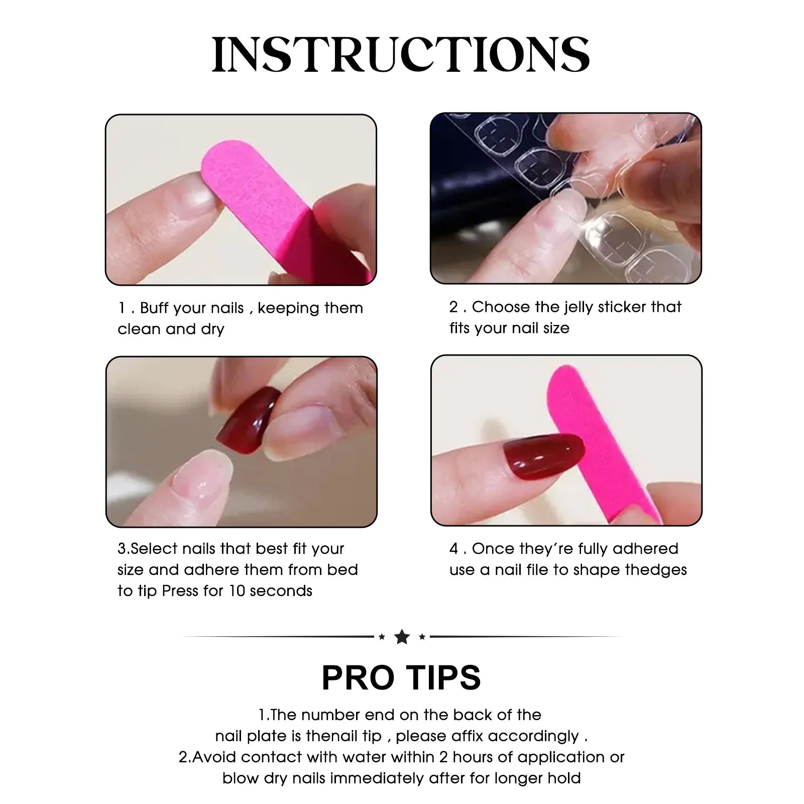 Handmade Black Long Press on Nails for Fingernail DIY Decoration - Pansytracy
