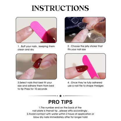 Handmade Black Long Press on Nails for Fingernail DIY Decoration - Pansytracy
